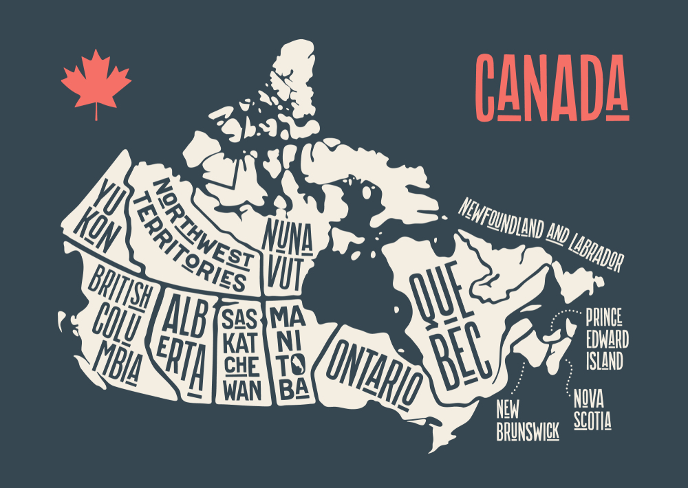 Canada map with provinces