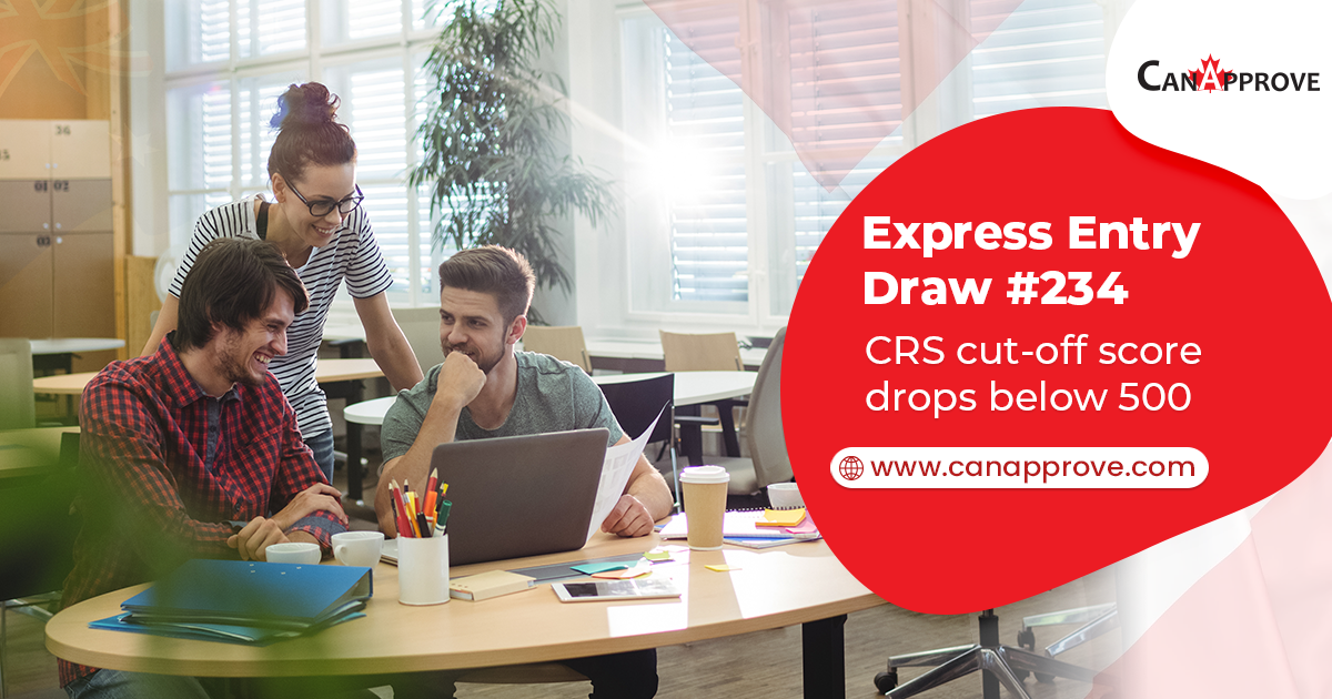 Express Entry draw #234: CRS cut-off score drops below 500