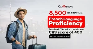 Canada Express Entry Draw 394 update showing 8,500 candidates with French language proficiency receiving ITAs at minimum CRS score of 400