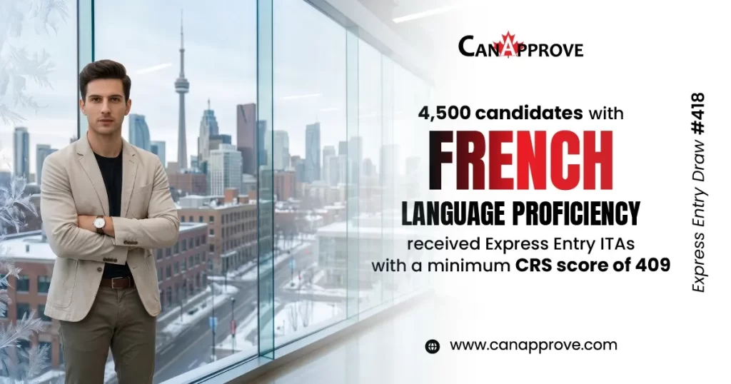 Express Entry Draw 418: 4,500 candidates with French language proficiency received ITAs with a minimum CRS score of 409 — CanApprove